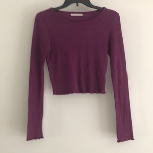 Ribbed cropped long sleeve shirt